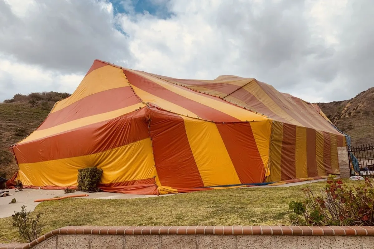 House tented for termite fumigation. Termite Fumigation and Tenting in Texas Homes.