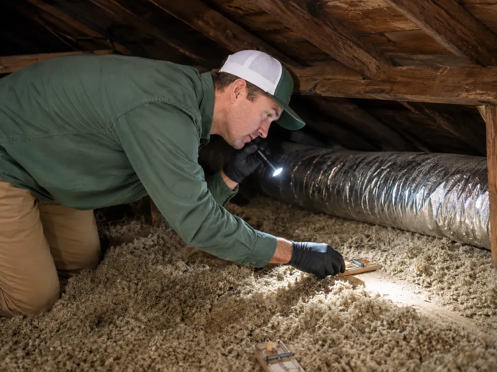 Rat trap placement in progress, Forterra Pest Control