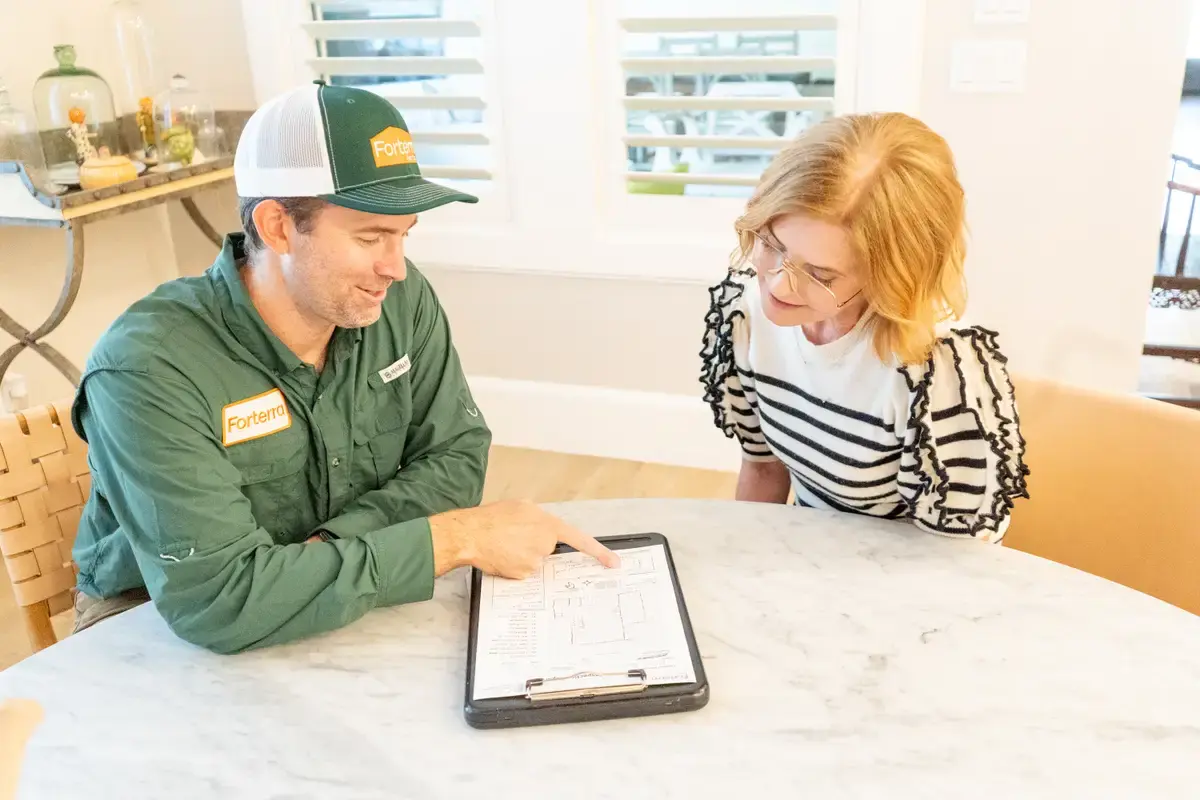 Forterra technician consult with homeowner