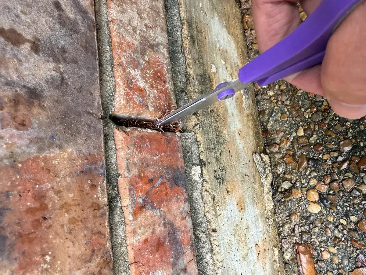 Weep hole exclusion in progress, Forterra Pest Control